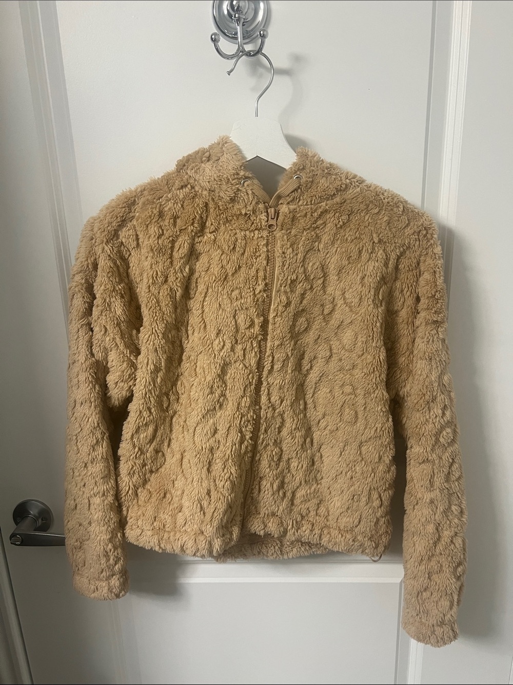 No Boundaries Teddy Zip-Up Hoodie Jacket - Camel Tan